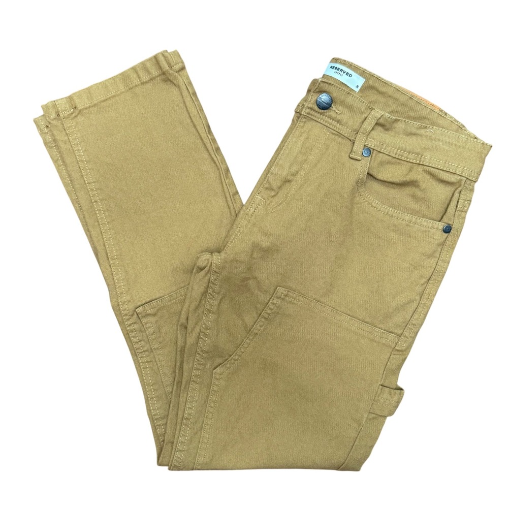 Reserved Supply Carpenter Pants Mens 30 Brown Double Knee Canvas Utility Work
